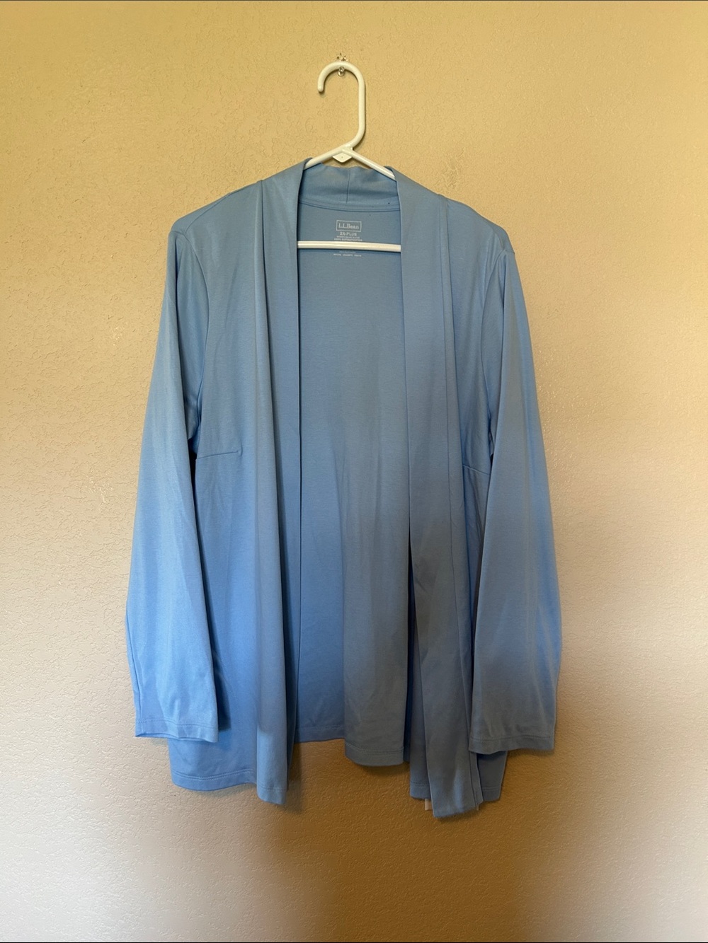 L.L. Bean Women’s 2X Plus Supima Cotton Open Front Cardigan Light Blue